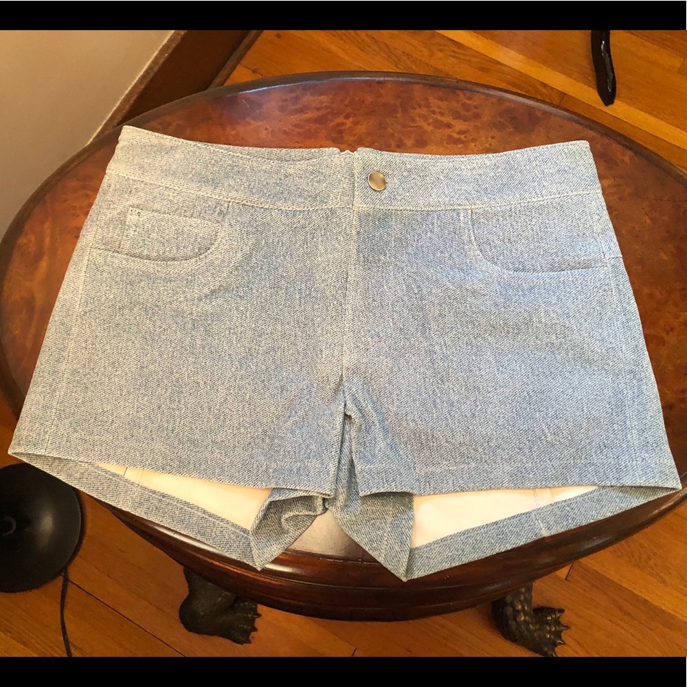 Alexander Wang Denim Look Stretch Leather Shorts 0